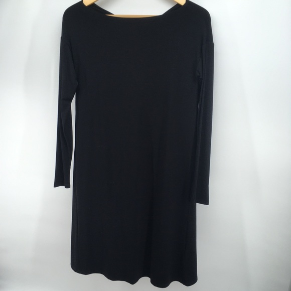 Eileen Fisher | Black 3/4 Sleeve Twist Back Dress - Picture 1 of 6